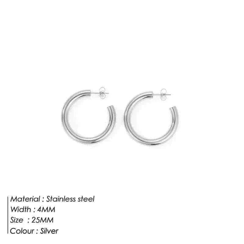 eManco Stainless Steel Large Hoop Earrings Hip Hop Style Women's Jewelry Multi-Size Stacking Earrings Party Favors.