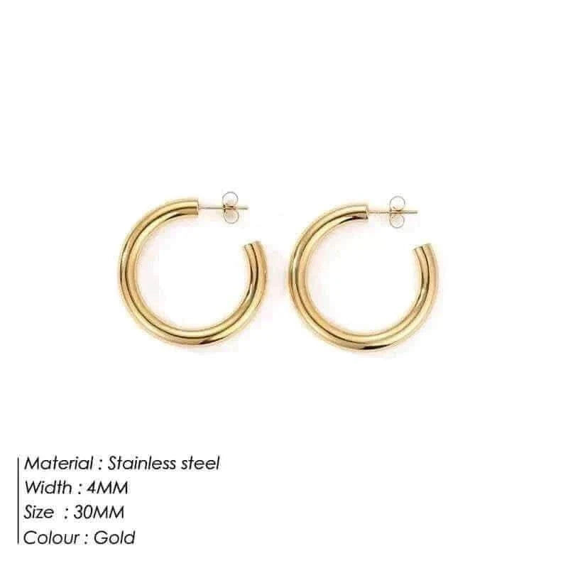 eManco Stainless Steel Large Hoop Earrings Hip Hop Style Women's Jewelry Multi-Size Stacking Earrings Party Favors.