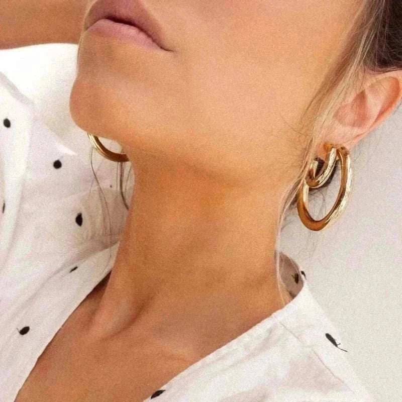 eManco Stainless Steel Large Hoop Earrings Hip Hop Style Women's Jewelry Multi-Size Stacking Earrings Party Favors.