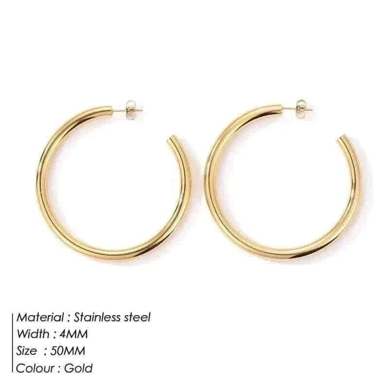 eManco Stainless Steel Large Hoop Earrings Hip Hop Style Women's Jewelry Multi-Size Stacking Earrings Party Favors.