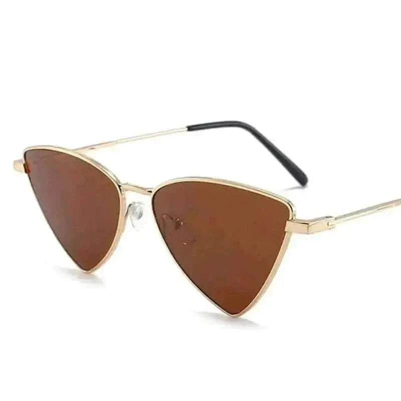 Fashion Hot Metal Sunglasses Triangle Hip Hop Cyberpunk Stylish Irregular Small Frame Sun glasses Women Travel Cool Eyewear.