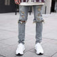 denim jeans for men-HIP HOP RIPPED SKINNY JEANS.