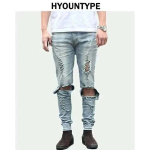 denim jeans for men- HIP HOP RIPPED SKINNY JEANS.