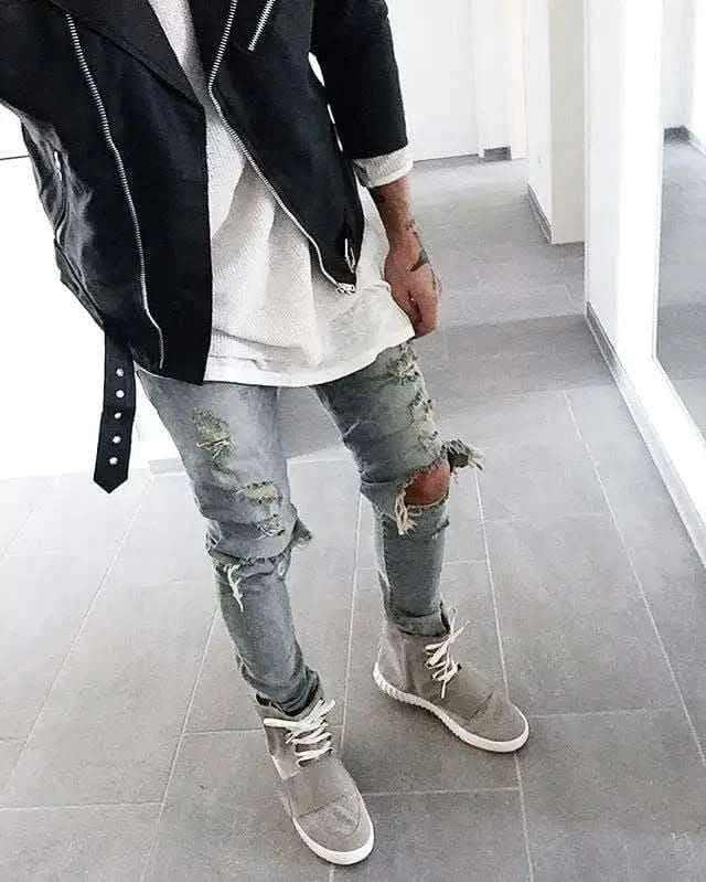 denim jeans for men- HIP HOP RIPPED SKINNY JEANS.