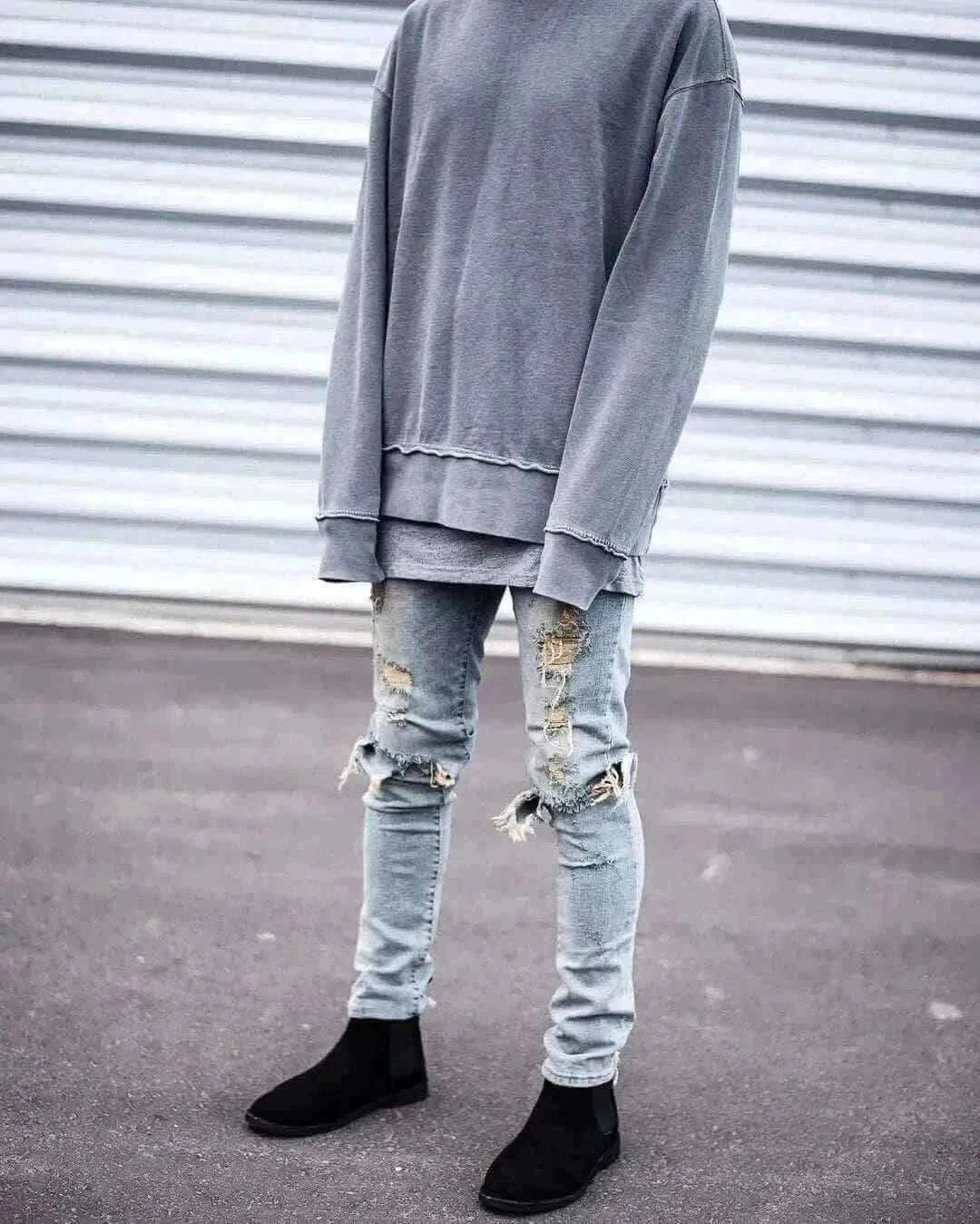 denim jeans for men- HIP HOP RIPPED SKINNY JEANS.