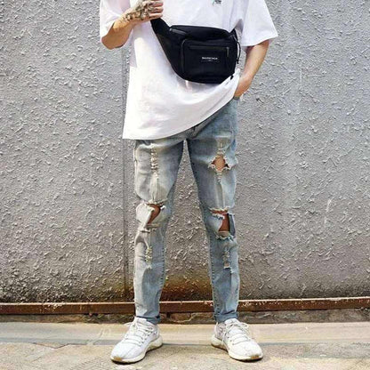 denim jeans for men- HIP HOP RIPPED SKINNY JEANS.