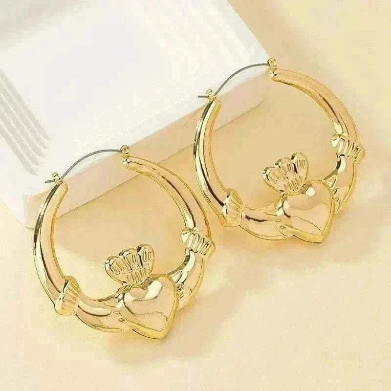 Post Stud Heart Hoop Earrings , gold hoop earrings uk