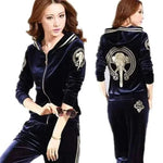 Velvet Tracksuit Women Two Piece Pants Set
