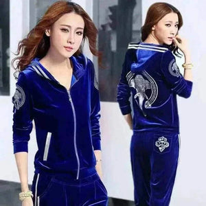 Velvet Tracksuit Women Two Piece Pants Set