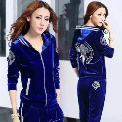 Velvet Tracksuit Women Two Piece Pants Set
