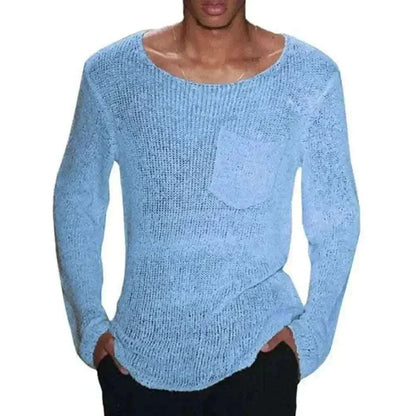 Men Sweater Men's Hollow Out Knit Sweater.