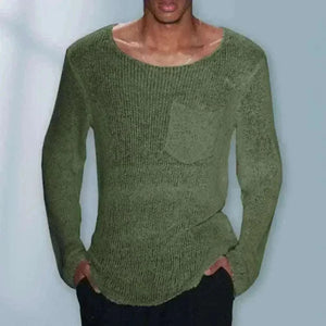 Men Sweater Men's Hollow Out Knit Sweater.