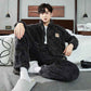 Men Warm Flannel Pajamas Autumn Thicken Long-sleeved Trousers Two-Piece Set Winter Man Pyjamas Loose Comfortable Sleepwear Suit.