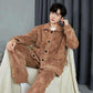 Men Warm Flannel Pajamas Autumn Thicken Long-sleeved Trousers Two-Piece Set Winter Man Pyjamas Loose Comfortable Sleepwear Suit.