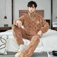 Men Warm Flannel Pajamas Autumn Thicken Long-sleeved Trousers Two-Piece Set Winter Man Pyjamas Loose Comfortable Sleepwear Suit.