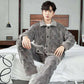 Men's Fashion Style Store Men Warm Flannel Pajamas Autumn Thicken Long-sleeved Trousers Two-Piece Set Winter Man Pyjamas Loose Comfortable Sleepwear Suit