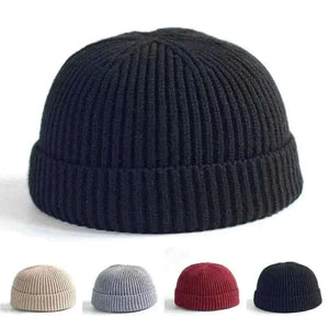 Men Women Knitted Hat Beanie Skullcap Sailor Docker solid fashion Cuff Brimless Cap Rogue Melon Fur Woolen Knitted beanies hats.