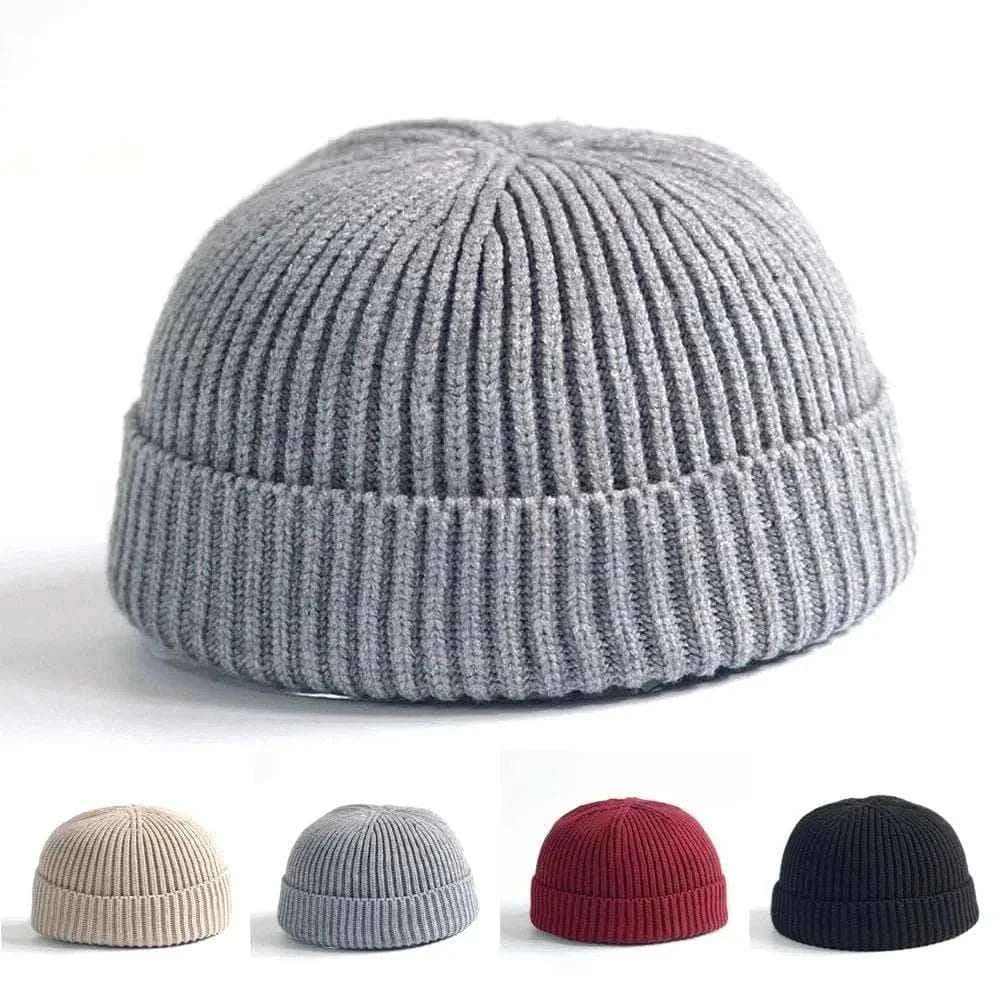 Men Women Knitted Hat Beanie Skullcap Sailor Docker solid fashion Cuff Brimless Cap Rogue Melon Fur Woolen Knitted beanies hats.