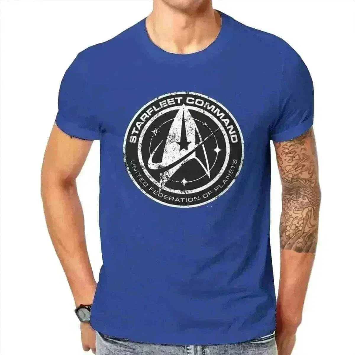 Man Wearing Star Trek Discovery T-Shirt