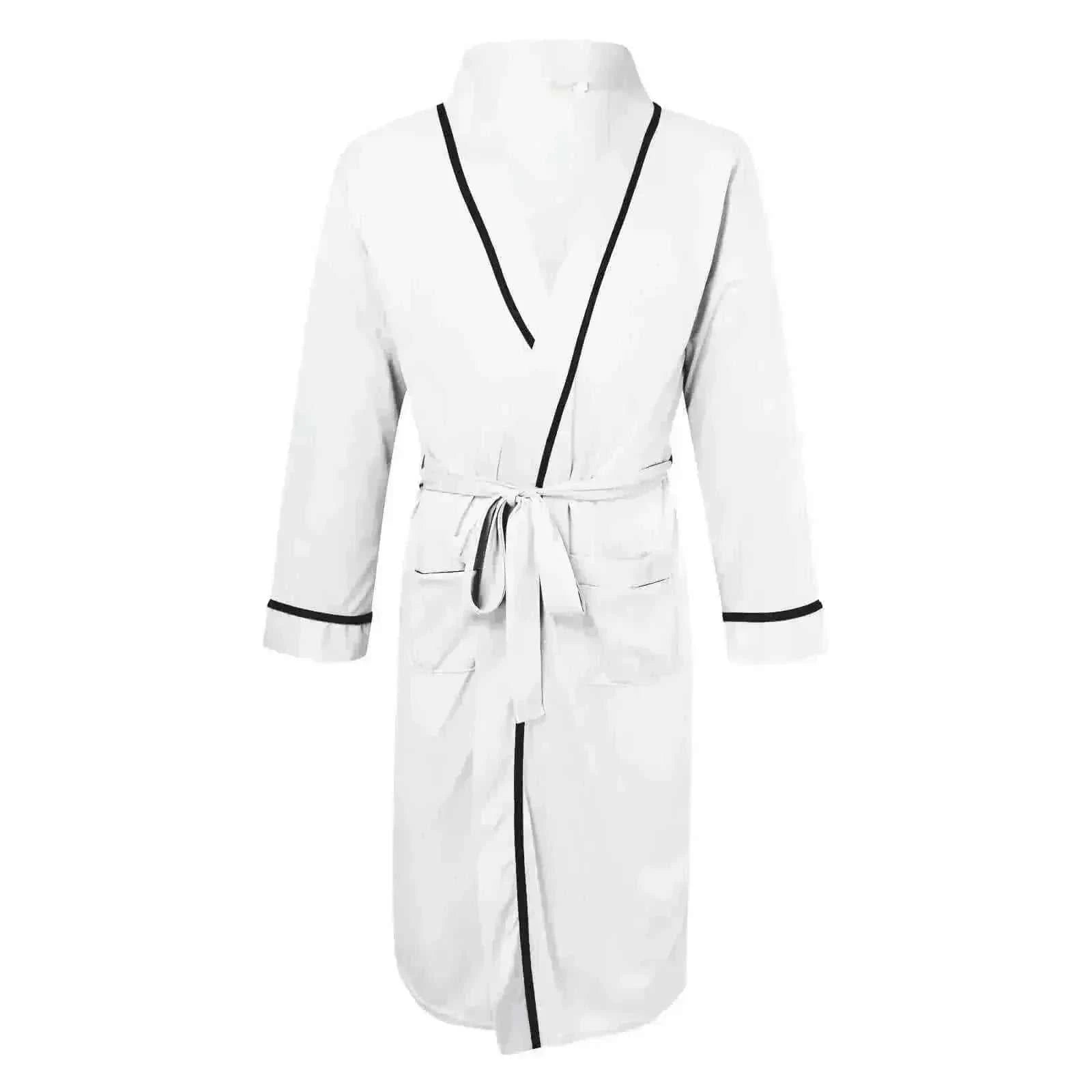 Men Bathrobe-Mens Cotton Bathrobe Spring And Summer Solid Color Lace-Up Men's Pajamas Home Wear Long Sleeve Male Bathrobe Dressing Night Gown.
