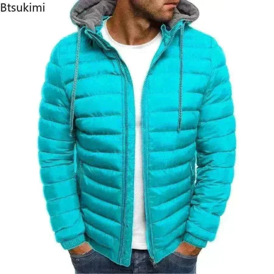 New Autumn Winter Men's Parkas Solid Hooded Cotton Coat Jacket Casual Warm Clothes Mens Overcoat Streetwear Puffer Jacket Male.
