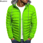 New Autumn Winter Men's Parkas Solid Hooded Cotton Coat Jacket Casual Warm Clothes Mens Overcoat Streetwear Puffer Jacket Male.