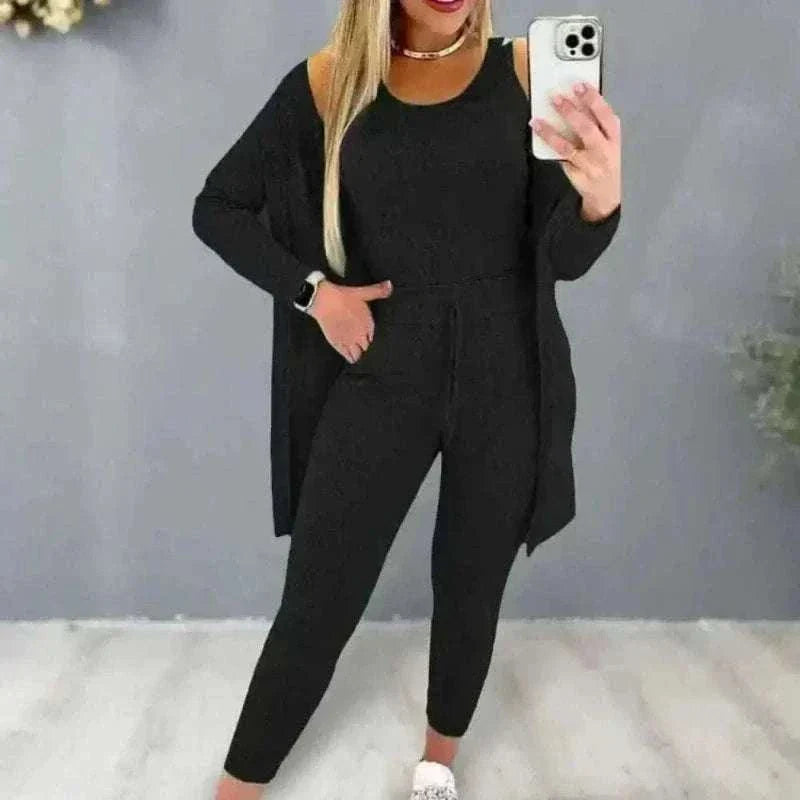 New Autumn Winter Women's Elastic Pajamas Sports Set Crop Top+Long Pants+Coat Woman 3 Pieces Suit Soft Homewear Pyjamas S-3XL.