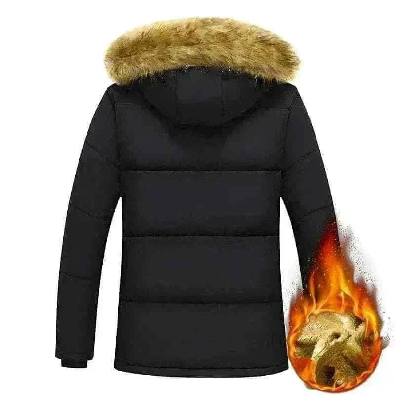 Buy Winter Jackets-New Men Winter Autumn  With Thick Warm Hooded Fur Collar Coat.