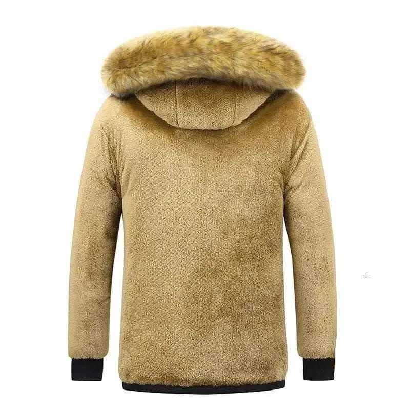 Buy Winter Jackets-New Men Winter Autumn  With Thick Warm Hooded Fur Collar Coat.