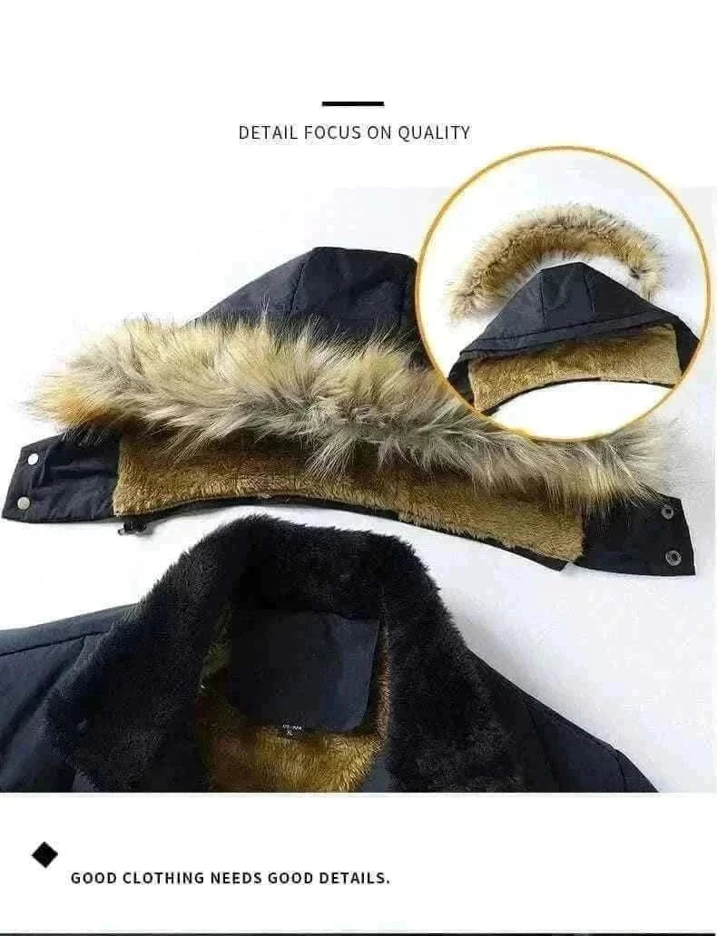 Buy Winter Jackets-New Men Winter Autumn  With Thick Warm Hooded Fur Collar Coat.