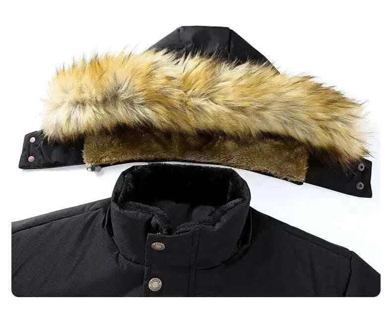 Buy Winter Jackets-New Men Winter Autumn  With Thick Warm Hooded Fur Collar Coat.