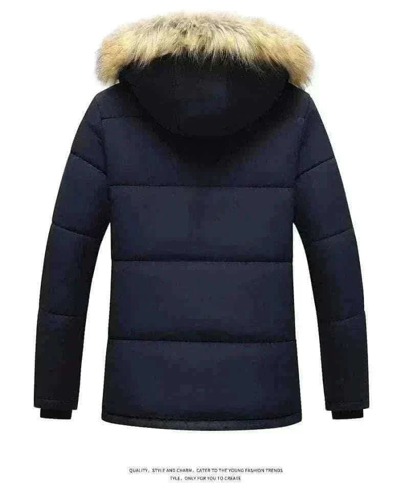 Buy Winter Jackets-New Men Winter Autumn  With Thick Warm Hooded Fur Collar Coat.