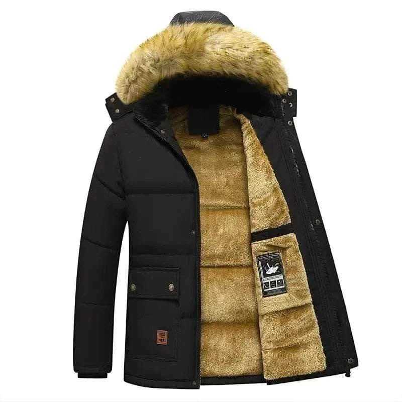 Buy Winter Jackets-New Men Winter Autumn  With Thick Warm Hooded Fur Collar Coat.
