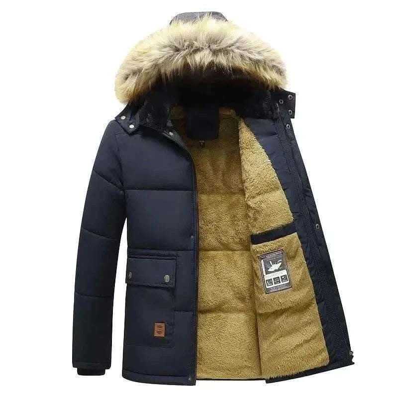Buy Winter jackets-New Men Winter Autumn  With Thick Warm Hooded Fur Collar Coat.