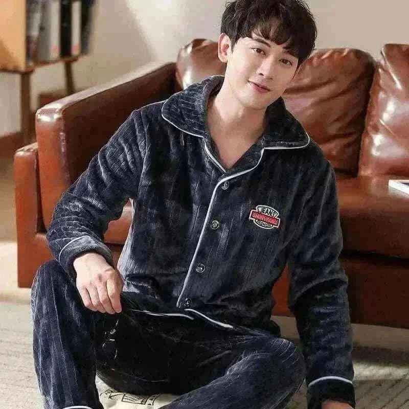 Pajamas Sets for Men Winter Thick Warm.