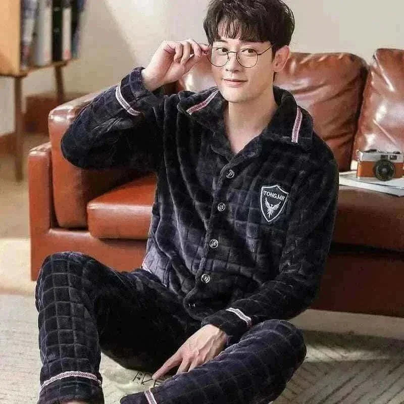 Pajamas Sets for Men Winter Thick Warm.