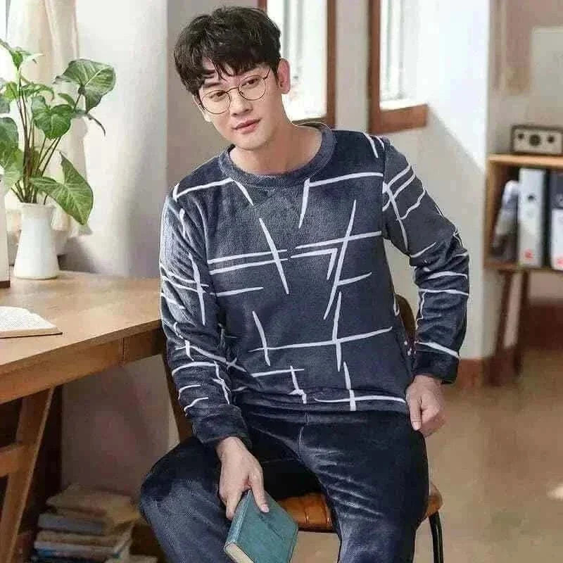 Pajamas Sets for Men Winter Thick Warm.