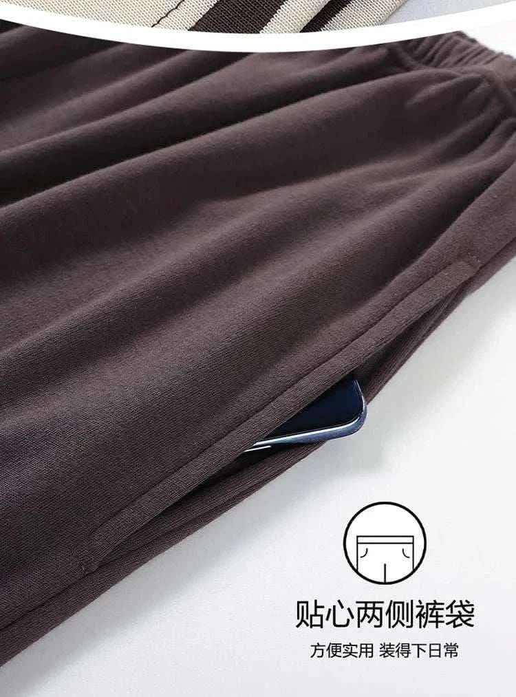 Plus Size M-4XL Men Pajamas Set 100% Cotton Striped Sleepwear Male Long Sleeve Casual Pyjamas.