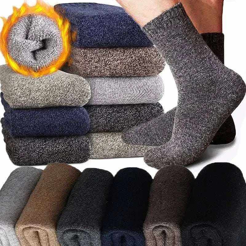 Man Winter Warm Merino Wool Rabbit Solid High Quality Socks Male Cotton Casual Super Thicker Sock.