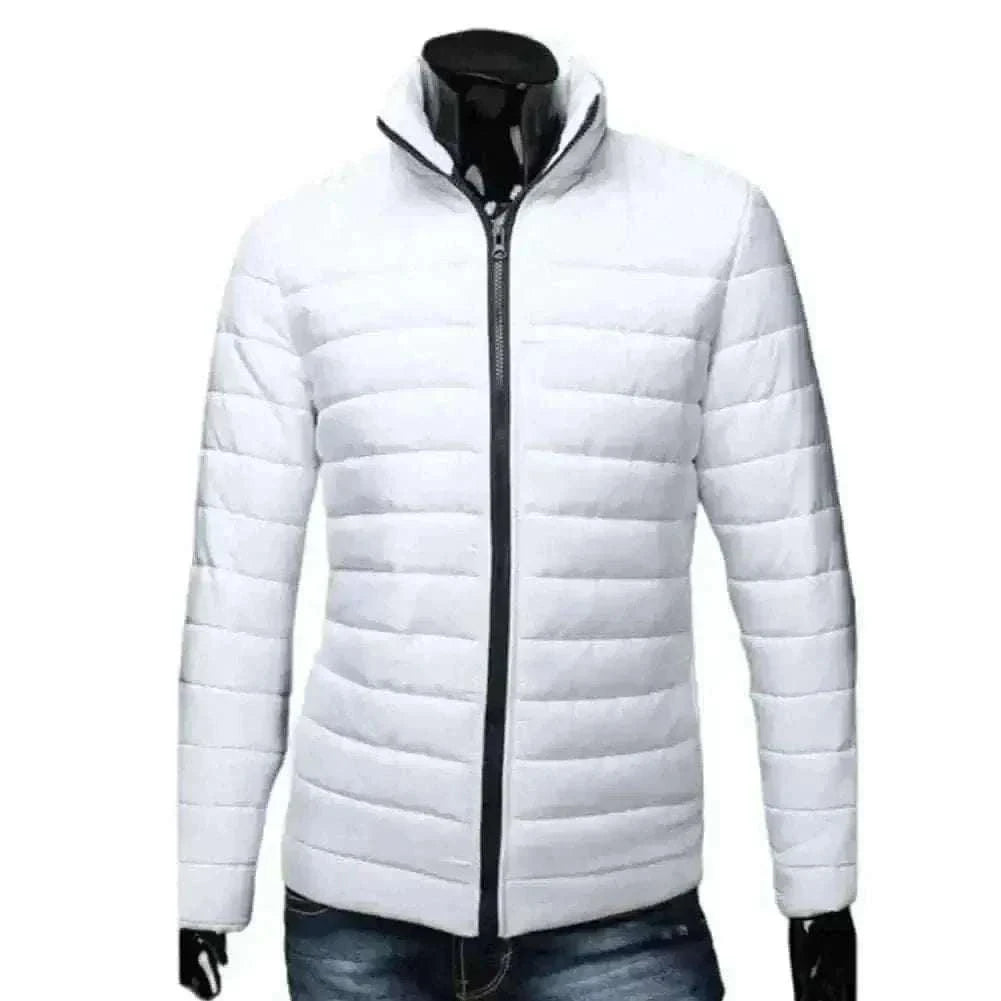 Men Puffer Jacket- Trendy  Fashion Stand Collar Slim Puffer Coat Lightweight Male Windbreaker Thickened   Outerwear.