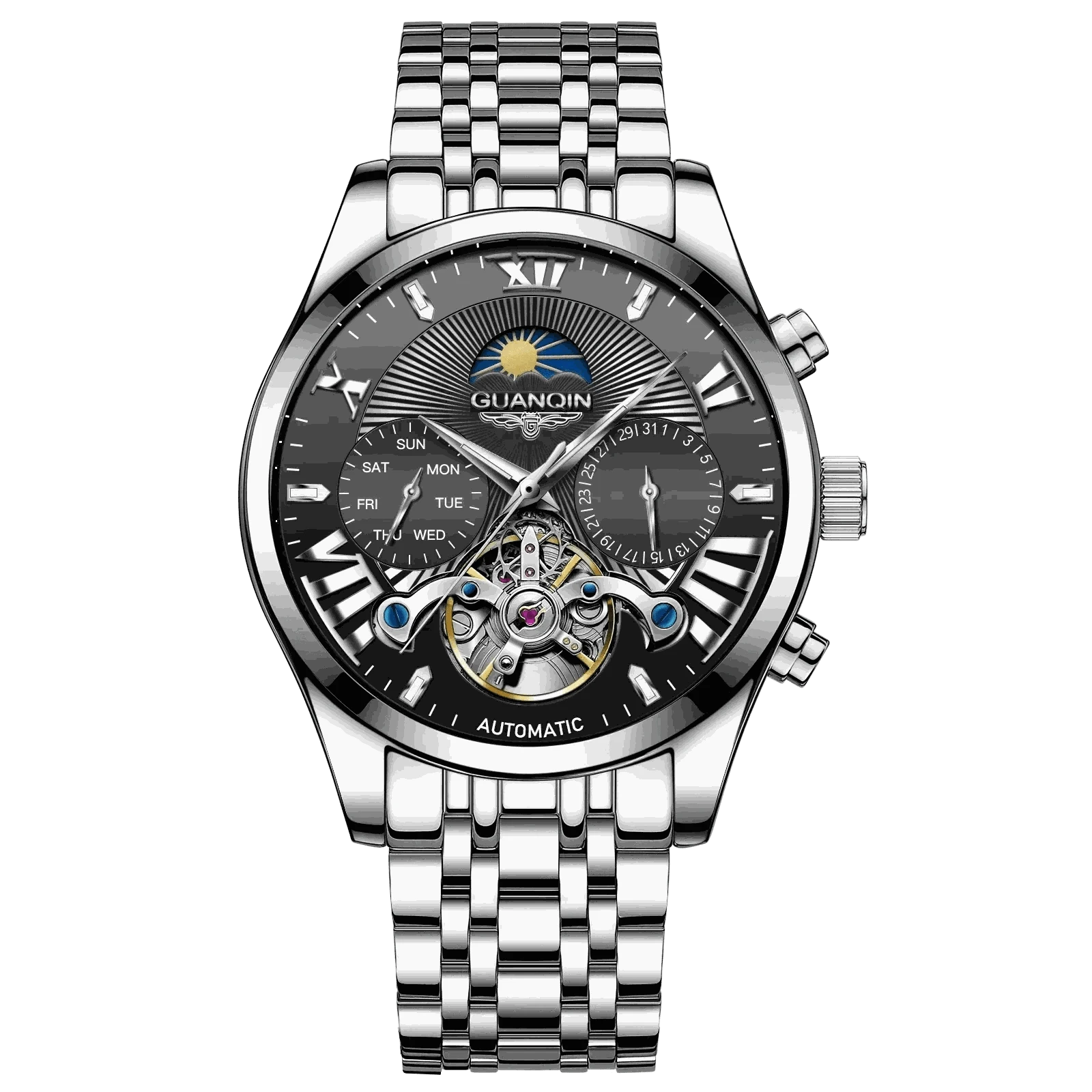 VINTAGE DESIGN MECHANICAL WATCH WITH SILICONE STRAP.