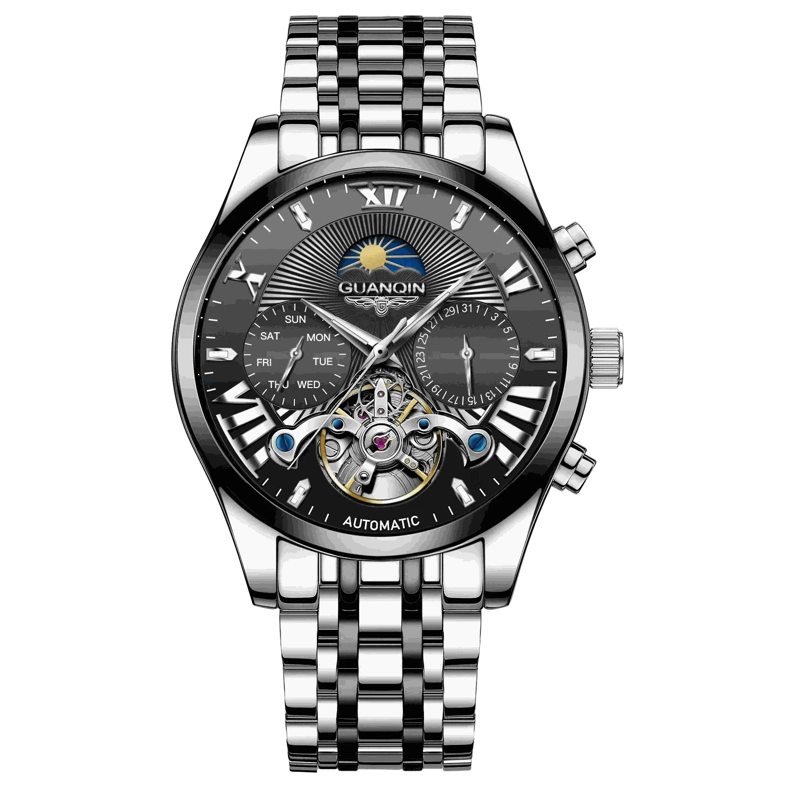 VINTAGE DESIGN MECHANICAL WATCH WITH SILICONE STRAP.