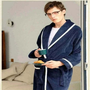 Warm Autumn Winter Flannel Men Bathrobe Thick Long Night Sleepwear Velvet Kimono Robe Men's Clothing Homewear Dressing Gown.