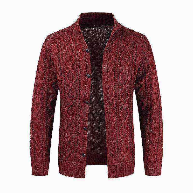 Sweaters-Winter Jacket Loose Mens Jacquard Knitted Cardigan.