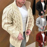 Sweaters-Winter Jacket Loose Mens Jacquard Knitted Cardigan.