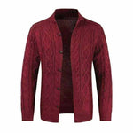 Sweaters-Winter Jacket Loose Mens Jacquard Knitted Cardigan.