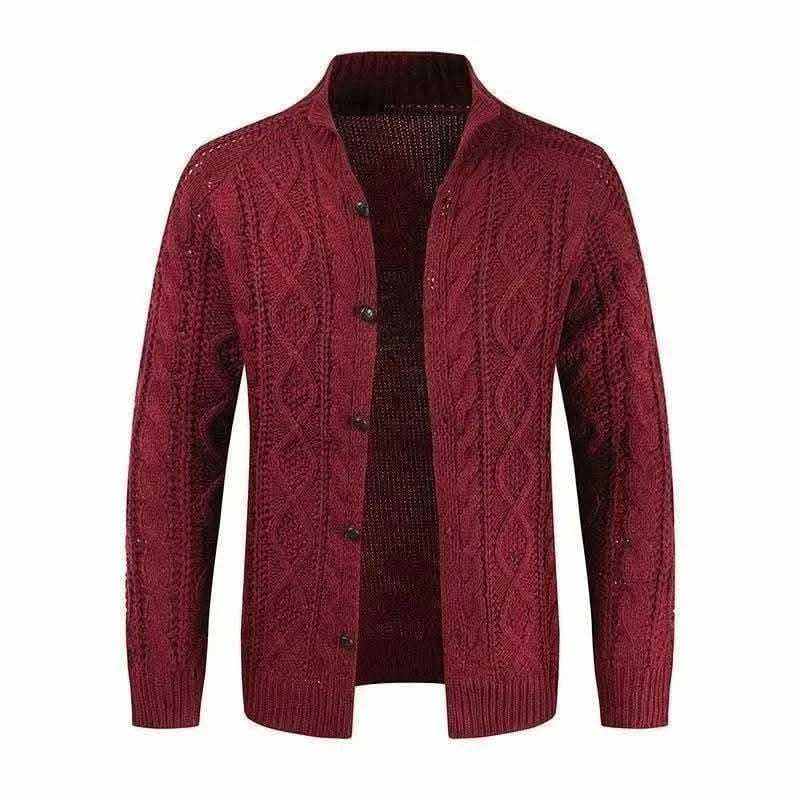 Sweaters-Winter Jacket Loose Mens Jacquard Knitted Cardigan.