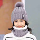 Terokk Winter Knitted Scarf Hat Set Windproof Neck Protective Warm