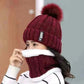 Terokk Winter Knitted Scarf Hat Set Windproof Neck Protective Warm