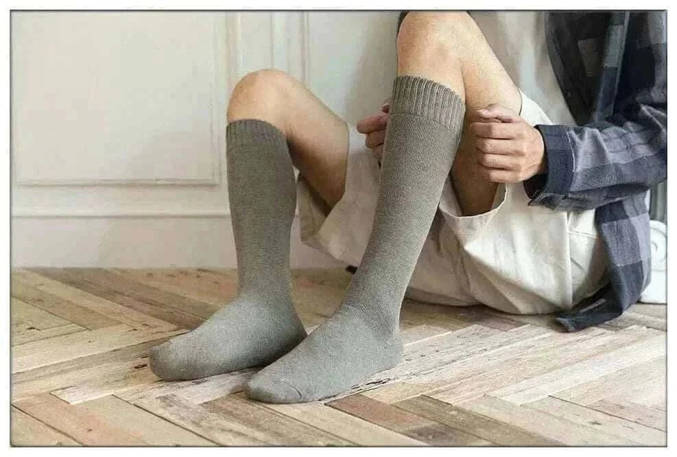 Men's Fashion Style Store Winter Men's New High-Grade Thick Warm Solid Color Wool Material Fashion Casual Calf Long Socks 3 Pair